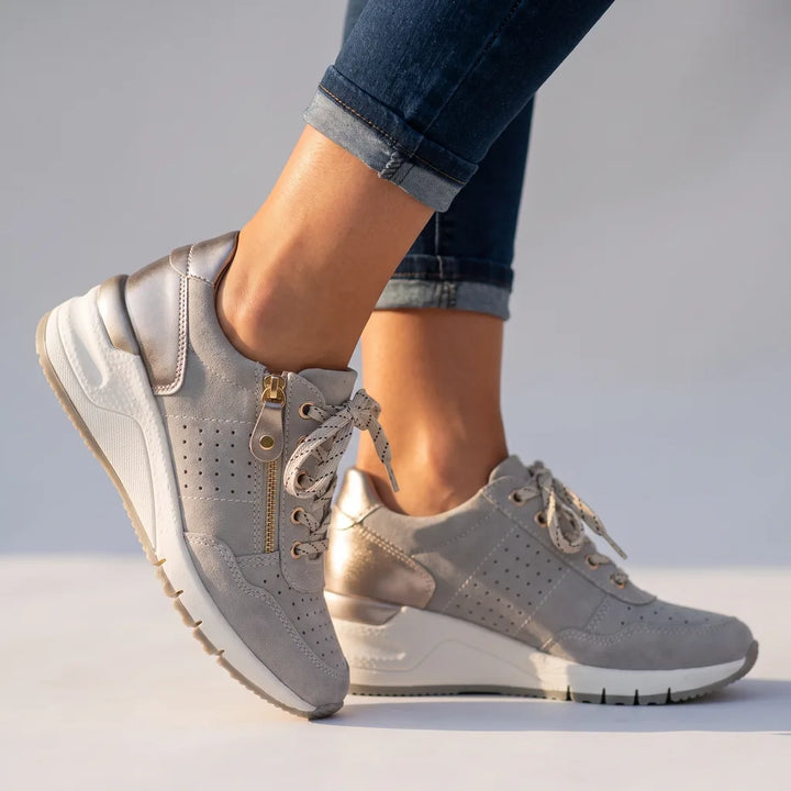 Cleo | Wedge Platform Orthopedic Sneakers - Color:Gray;Size:35