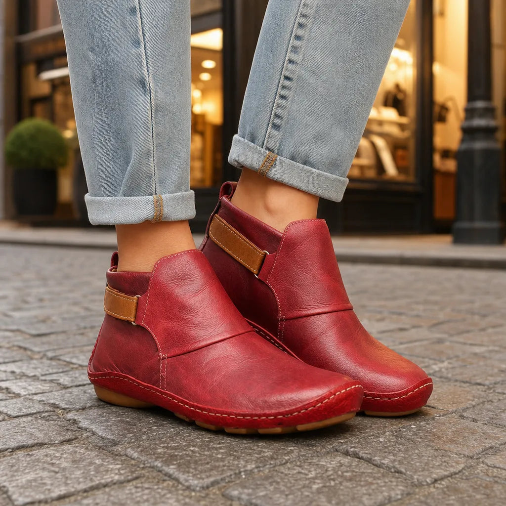 Men's Red Cleo Strap Ankle Boots