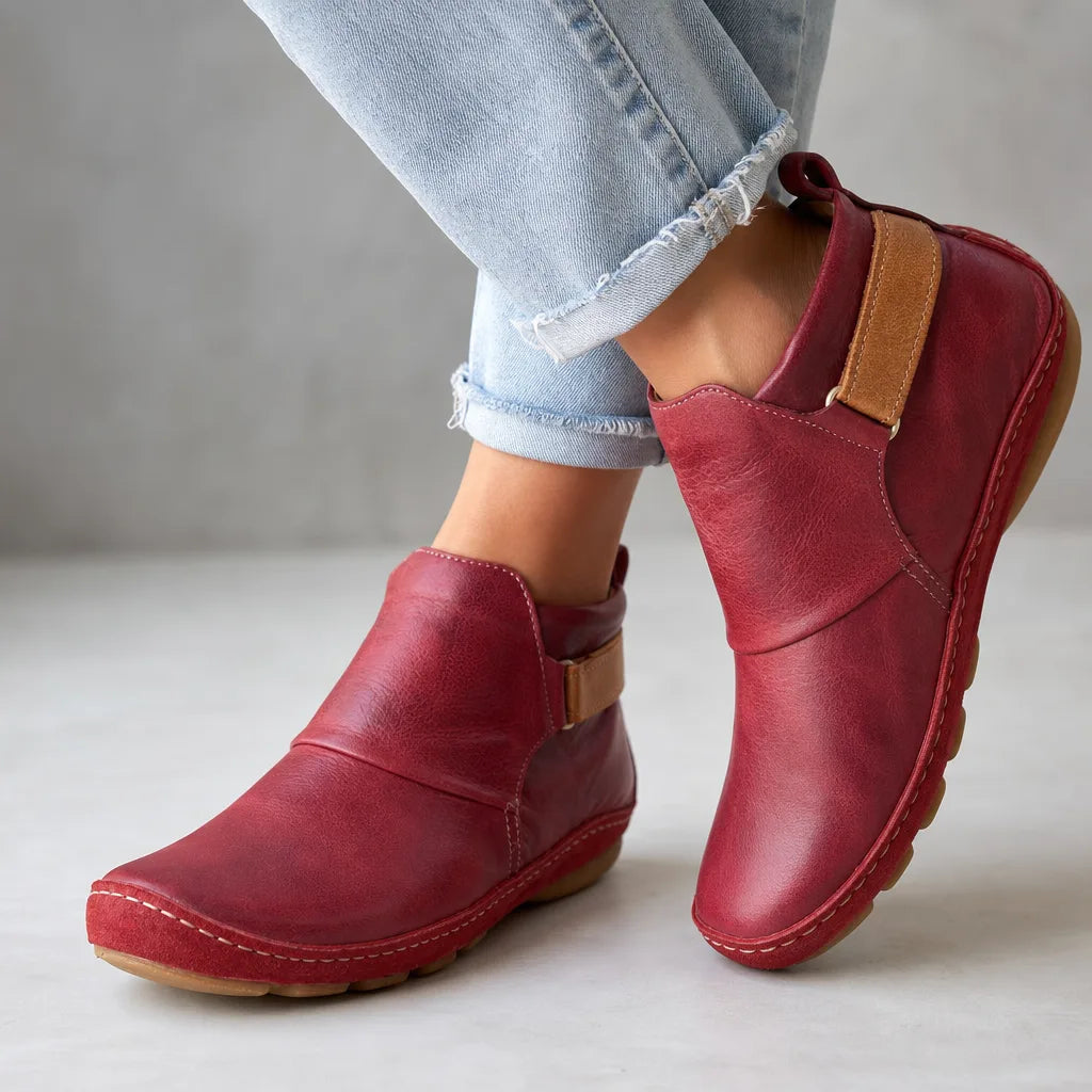 Cleo | Women's Fall Orthopedic Ankle Boots - Color:Red;Size:38