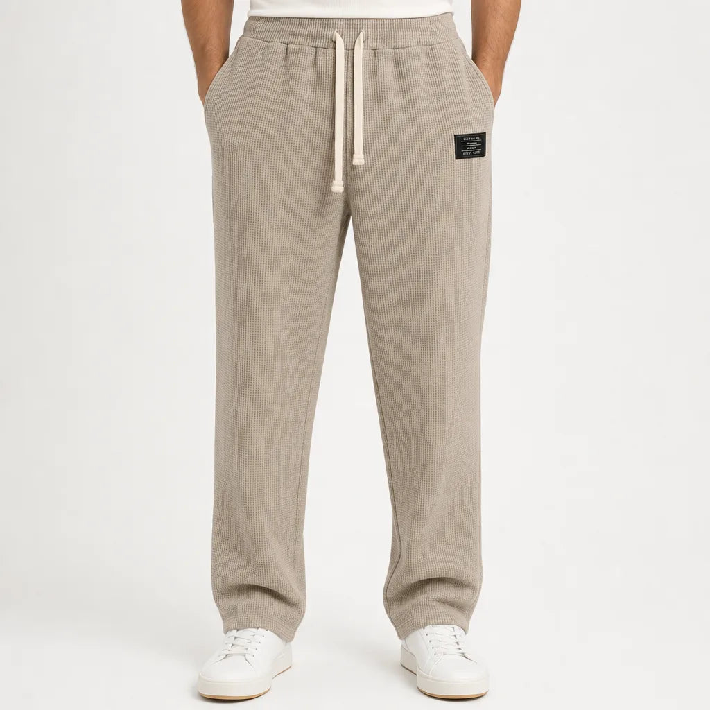 Clifford Waffle Wide-Leg Pants - Color:Beige;Size:XS