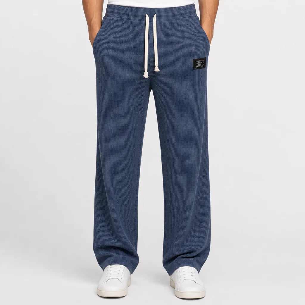 Clifford Waffle Wide-Leg Pants - Color:Blue;Size:XS