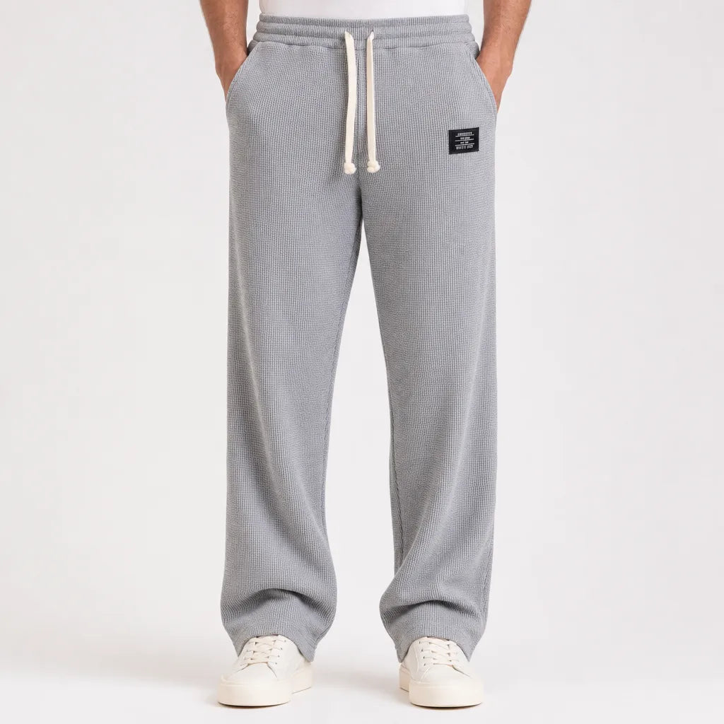 Clifford Waffle Wide-Leg Pants - Color:Gray;Size:XS