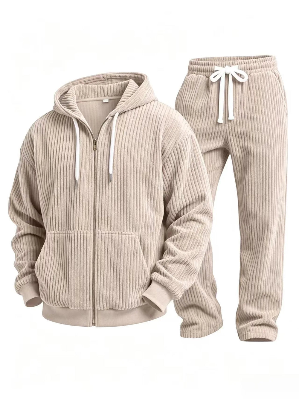 Clifton | Men's Corduroy Hoodie Tracksuit Set - Beige