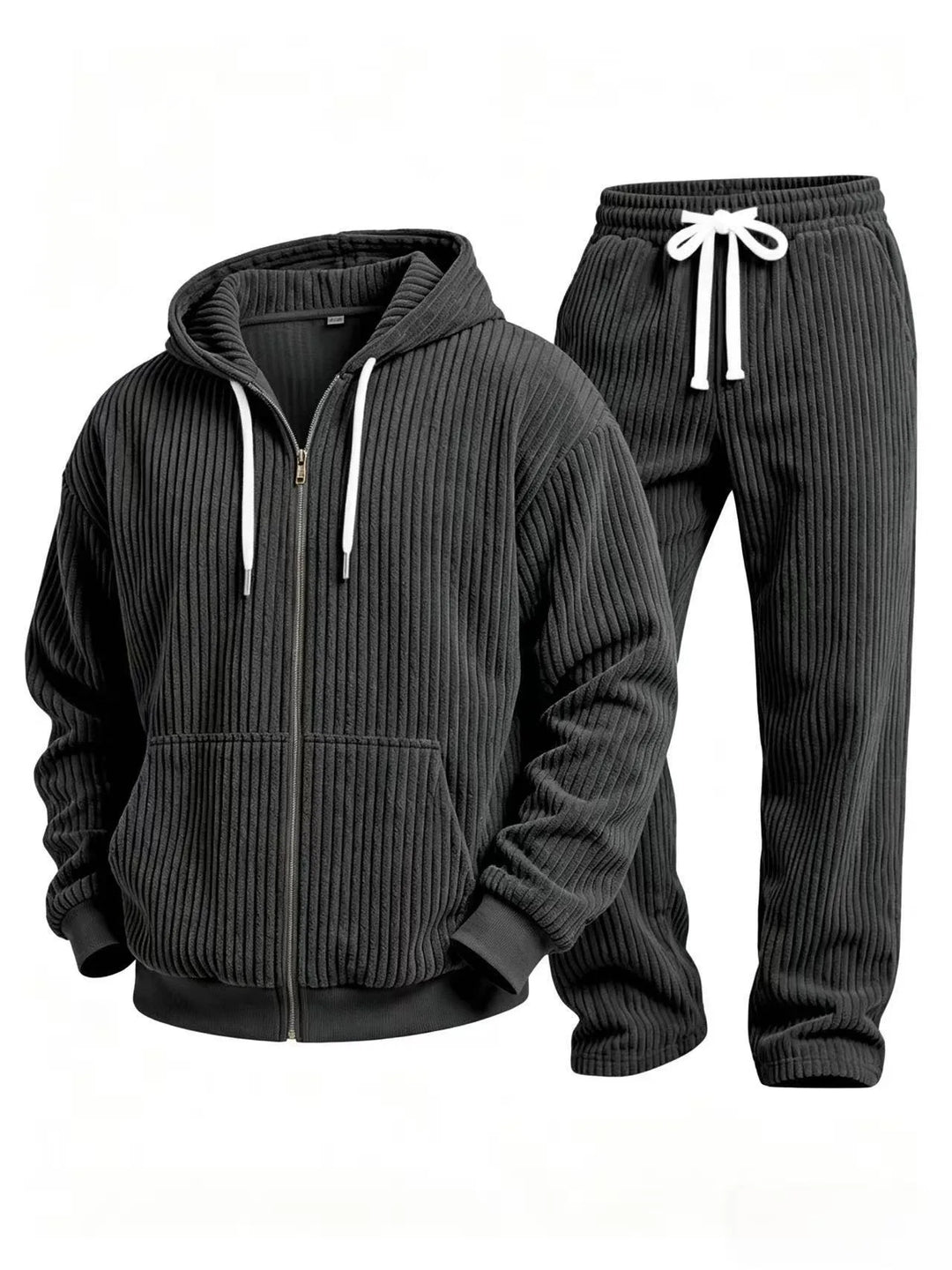 Clifton | Men's Corduroy Hoodie Tracksuit Set - Black