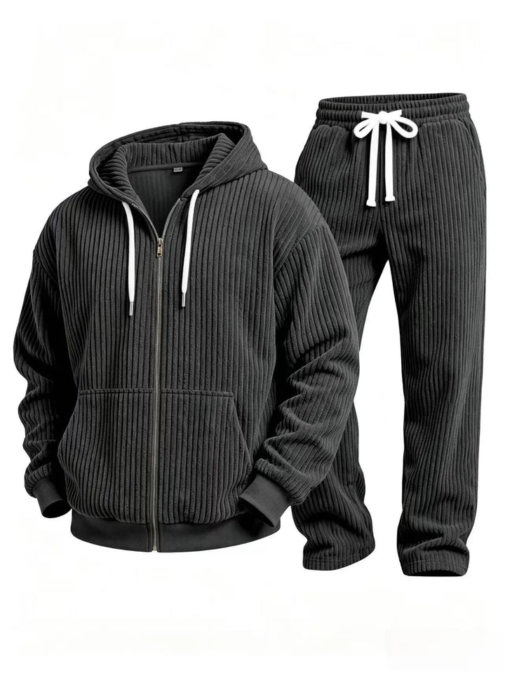 Clifton | Men's Corduroy Hoodie Tracksuit Set - Black