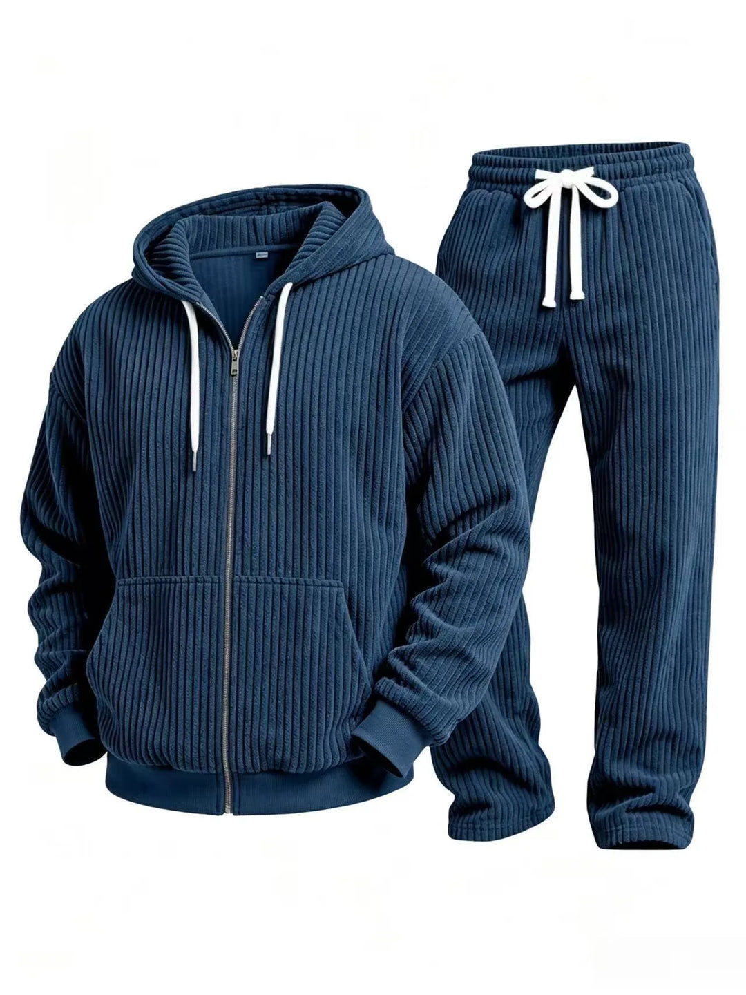 Clifton | Men's Corduroy Hoodie Tracksuit Set - Blue