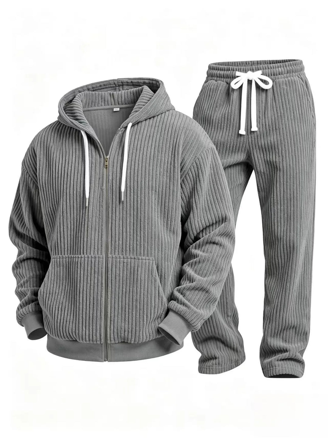Clifton | Men's Corduroy Hoodie Tracksuit Set - Gray