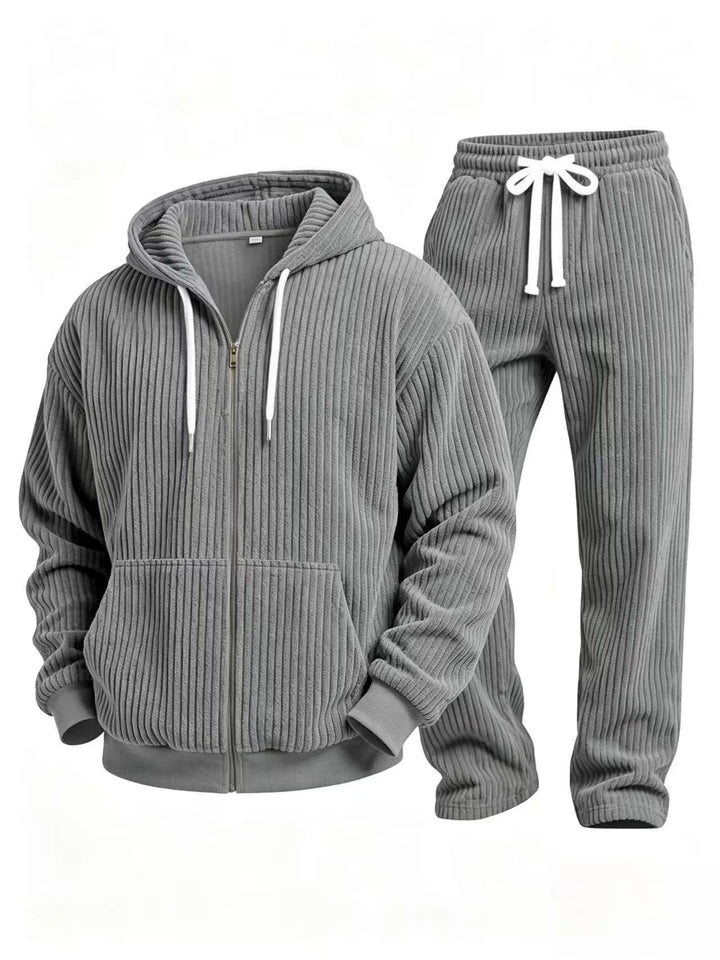 Clifton | Men's Corduroy Hoodie Tracksuit Set - Gray