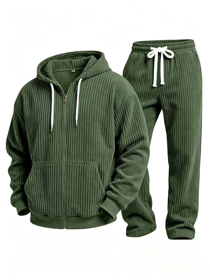 Clifton | Men's Corduroy Hoodie Tracksuit Set - Green