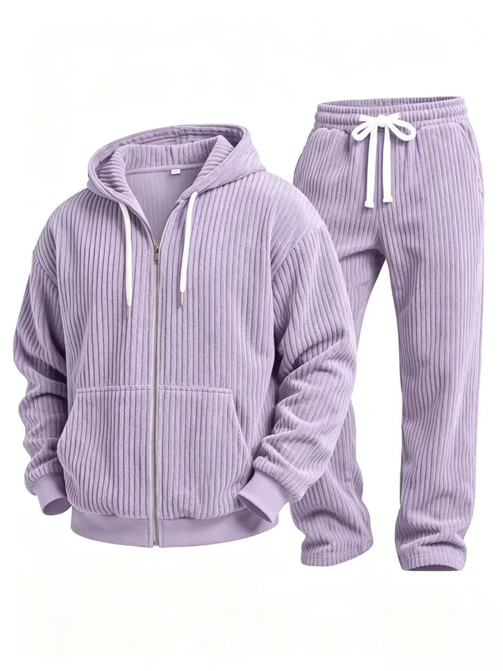 Clifton | Men's Corduroy Hoodie Tracksuit Set - Purple