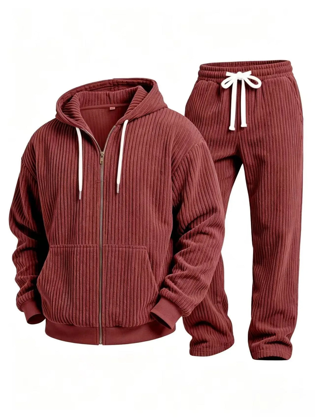 Clifton | Men's Corduroy Hoodie Tracksuit Set - Red