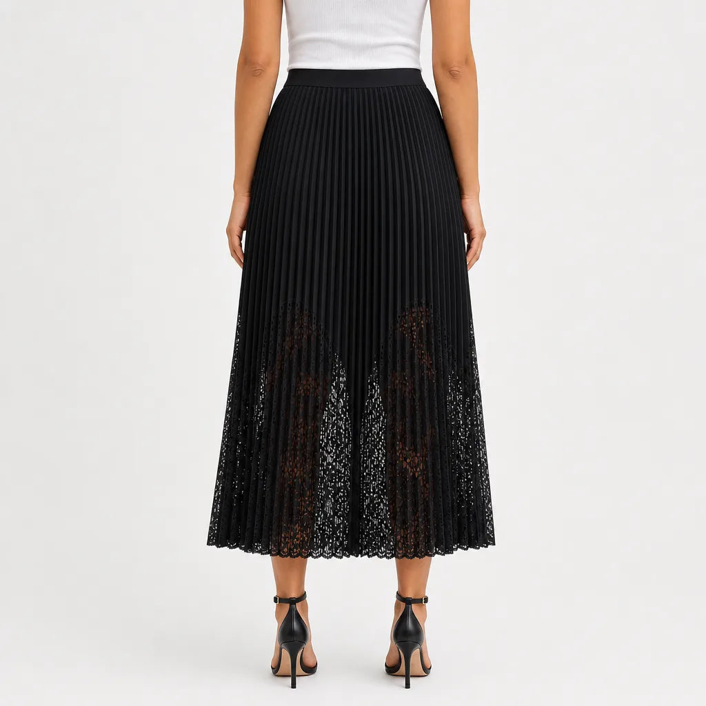 Women's Black Clive Black Lace Midi Skirt