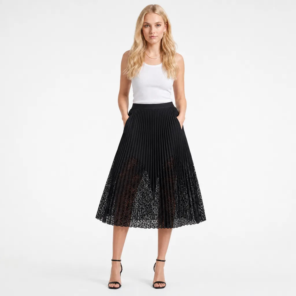 Women's Clive Black Lace Midi Skirt