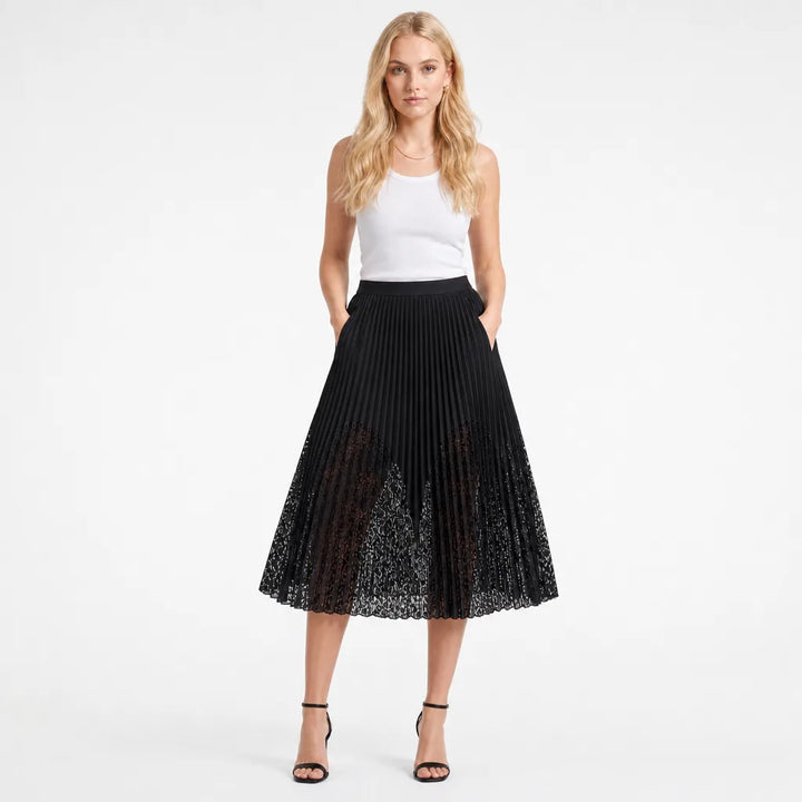 Women's Clive Black Lace Midi Skirt