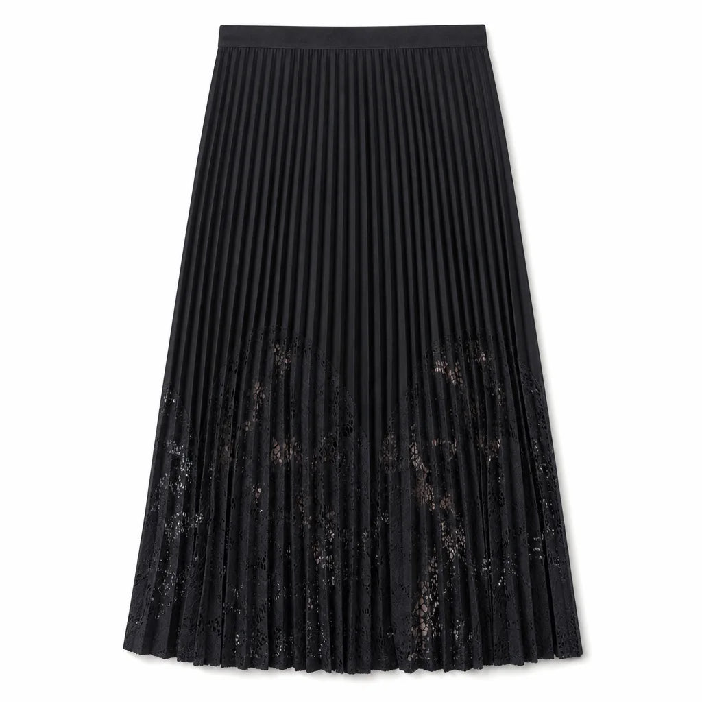 Clive Black Lace Midi Skirt - Color:Black;Size:S