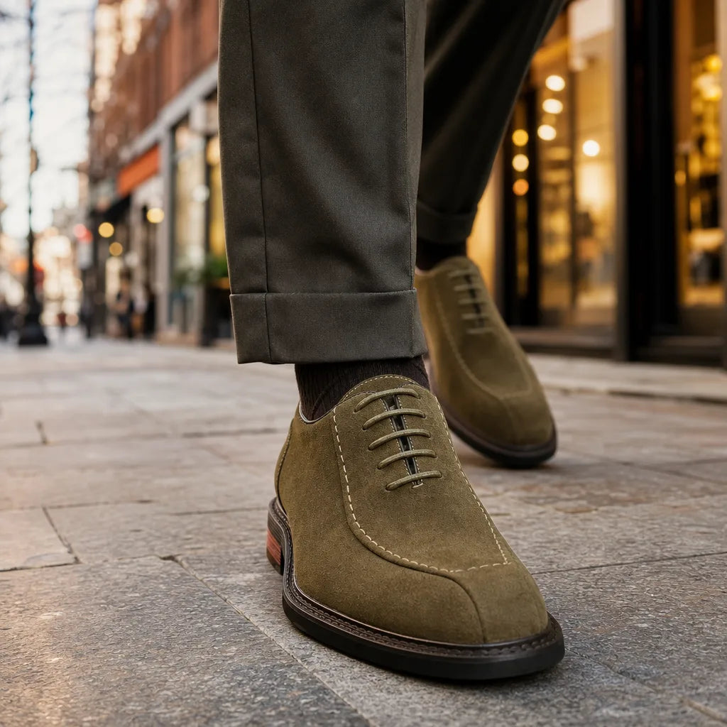 Men's Beige Clive Suede Leather Oxfords