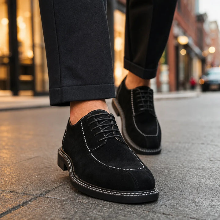 Men's Black Clive Suede Leather Oxfords