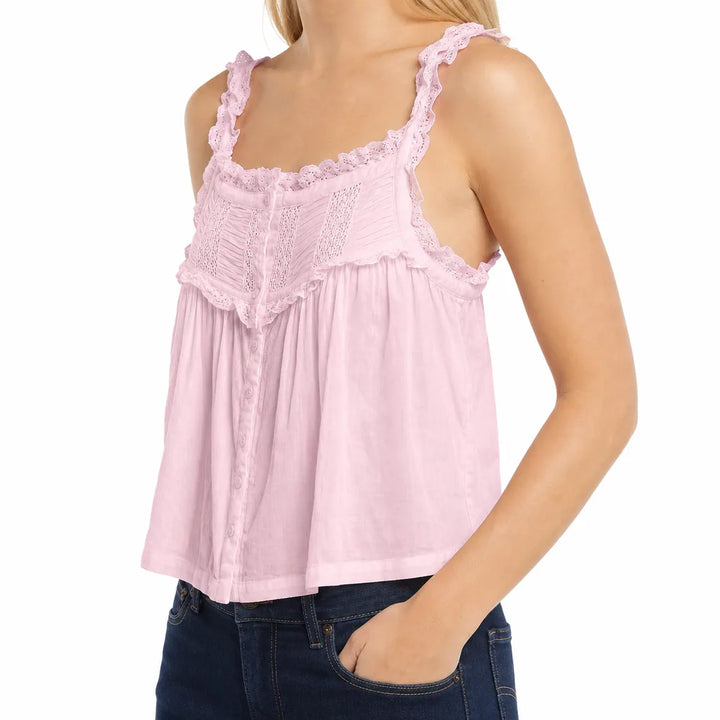 Women's Pink Saxon Lace Sleeveless Blouse