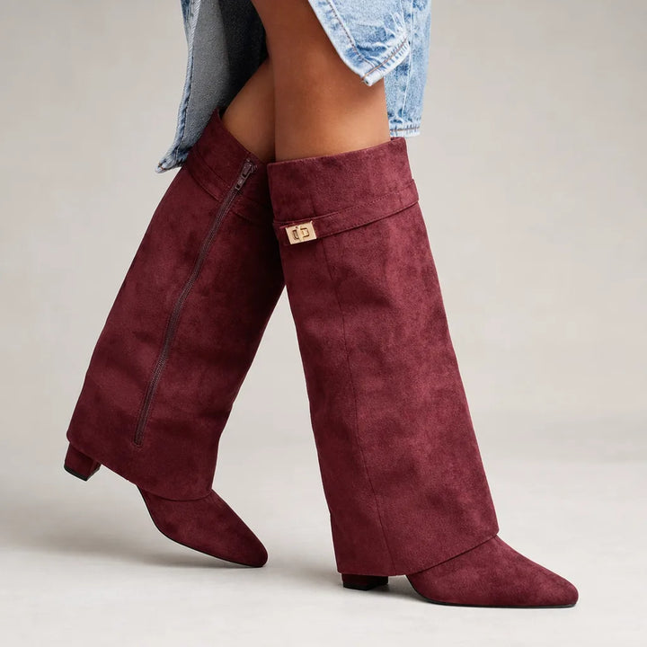 Colette | Women's Fall Brown Boots - Color:Red;Size:35