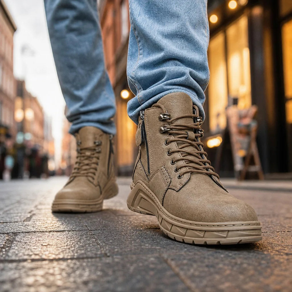 Men's Beige Steele Chunky Work Boots