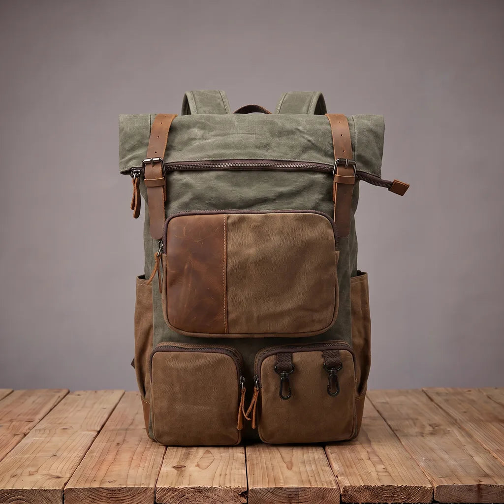 Colter | Mens Waterproof Travel Laptop Backpack - Color:Green