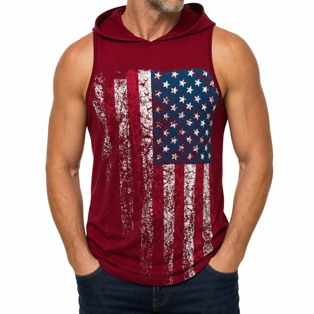 Colton Hooded Tank - Color:Red;Size:XS