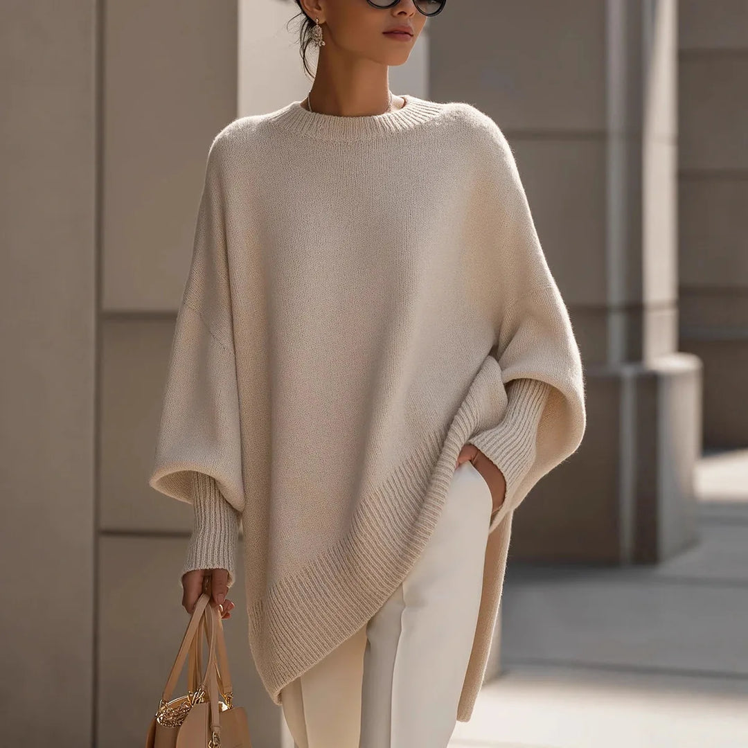 Connie | Women's Oversized Batwing Sweater - Color:Beige;Size:XXS