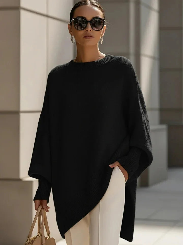 Connie | Women's Oversized Batwing Sweater - Color:Black;Size:XXS