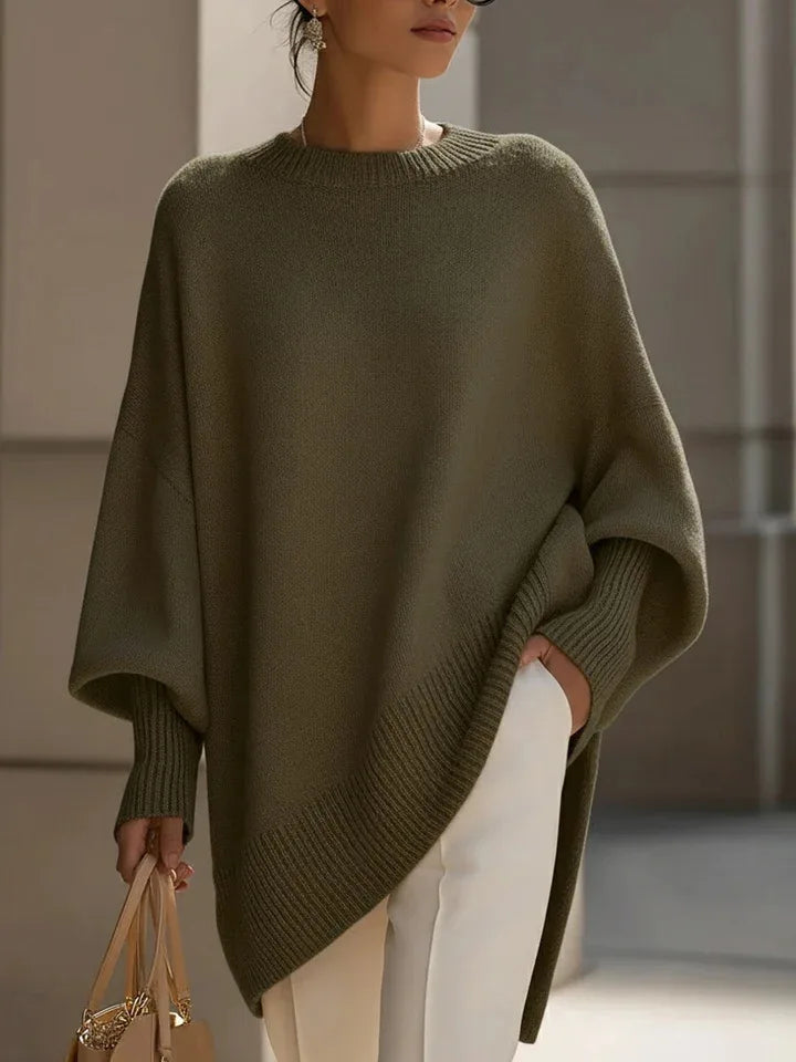 Connie | Women's Oversized Batwing Sweater - Color:Olive Green;Size:XXS