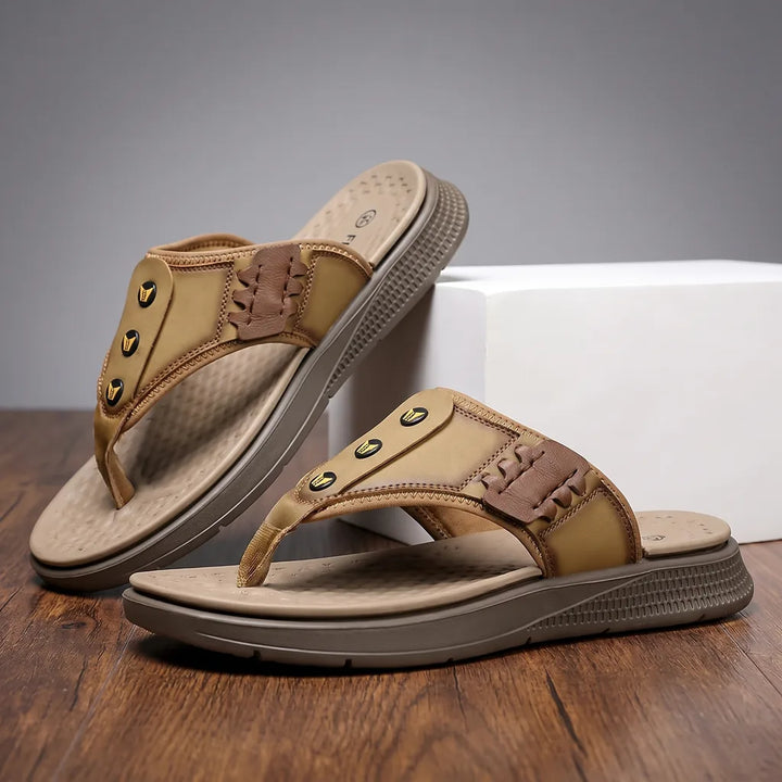 Connor Platform Flip Flops - Color:Khaki/3 studs;Size:38