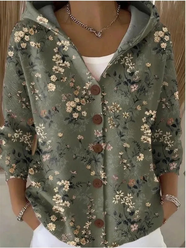 Constance | Women's Elegant Hoodie Sweater - Size:XS;Color:Dark Green