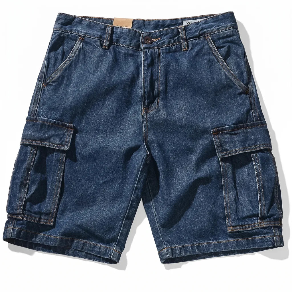 Conway Multi-Pocket Denim Shorts - Color:Blue;Size:S