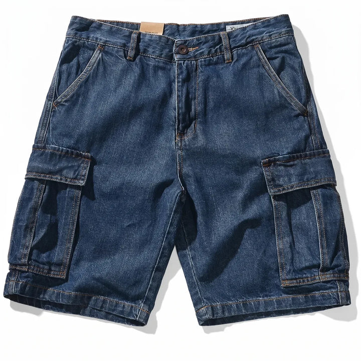 Conway Multi-Pocket Denim Shorts - Color:Blue;Size:S