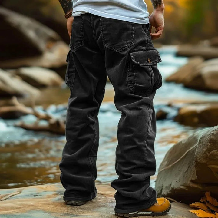 Cooper | Men's Rugged Wide Leg Cargo Pants - Color:Black;Size:XS