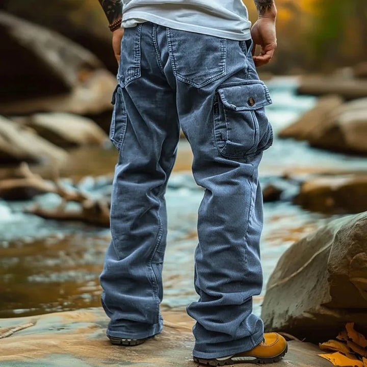 Cooper | Men's Rugged Wide Leg Cargo Pants - Color:Blue;Size:XS