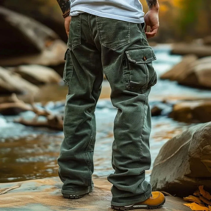Cooper | Men's Rugged Wide Leg Cargo Pants - Color:Green;Size:XS