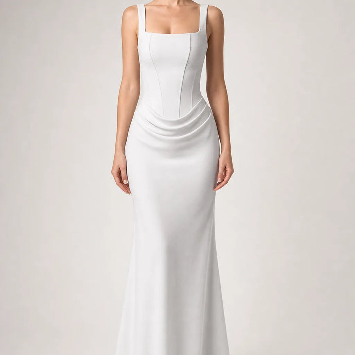 Coralie | Women's Fall Wedding Guest Maxi Dress - Color:White;Size:XS