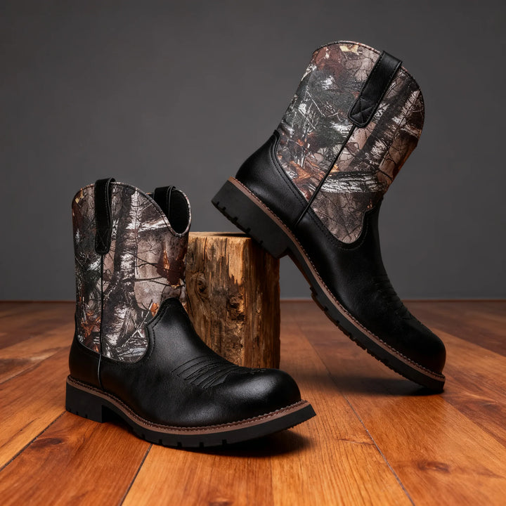 Cormac | Men's Pull-On Cowboy Boots - Color:Black;Size:38