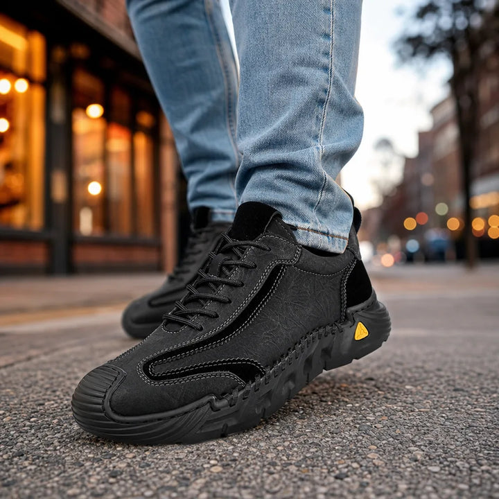 Men's Black Paige Leather Walking Sneakers
