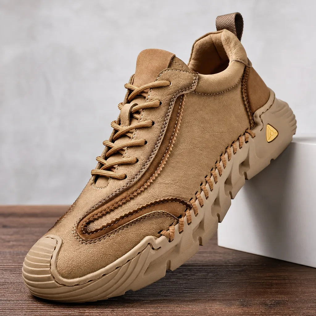 Men's Brown Paige Leather Walking Sneakers