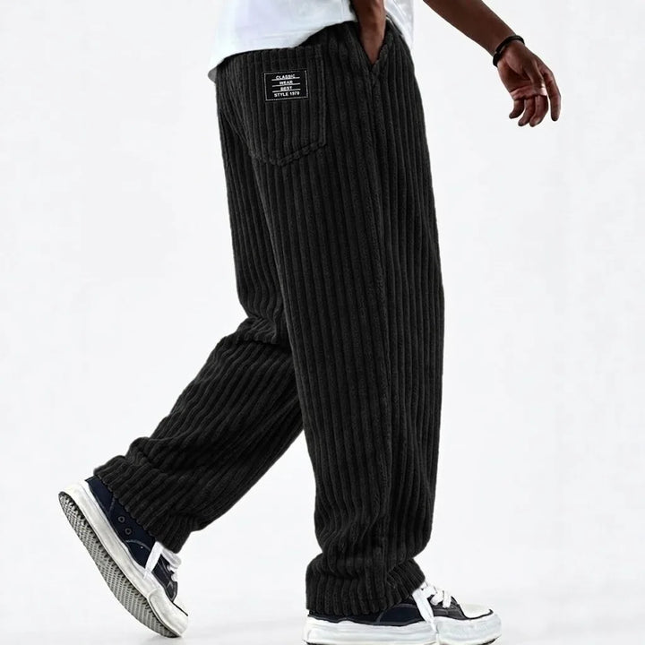 Cortland | Men's Corduroy Premium Sweatpants - Color:Black;Size:XS