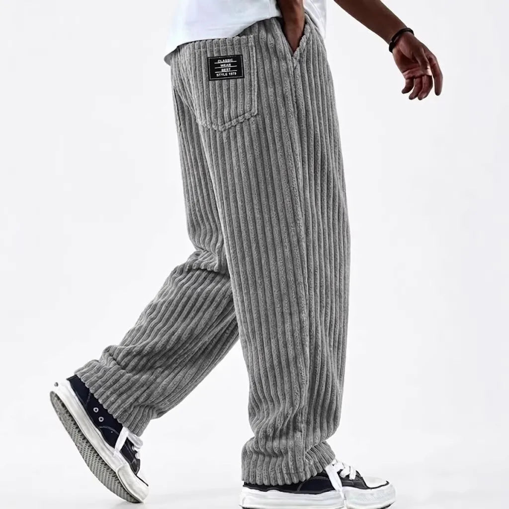 Cortland | Men's Corduroy Premium Sweatpants - Color:Gray;Size:XS