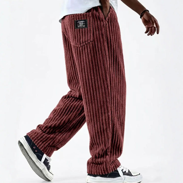 Cortland | Men's Corduroy Premium Sweatpants - Color:Red;Size:XS