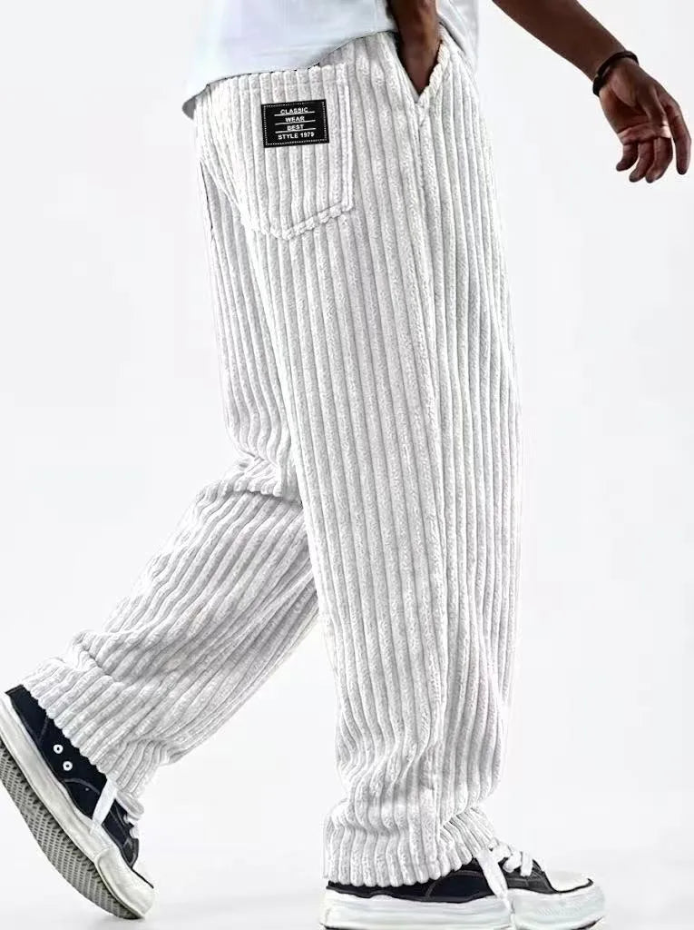 Cortland | Men's Corduroy Premium Sweatpants - Color:White;Size:XS
