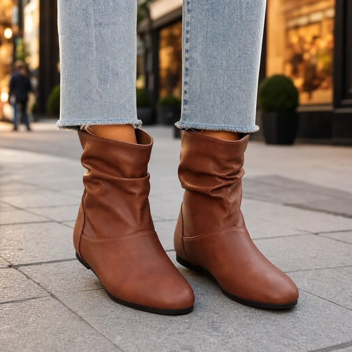 Women's Brown Thatcher Pull On Ankle Boots