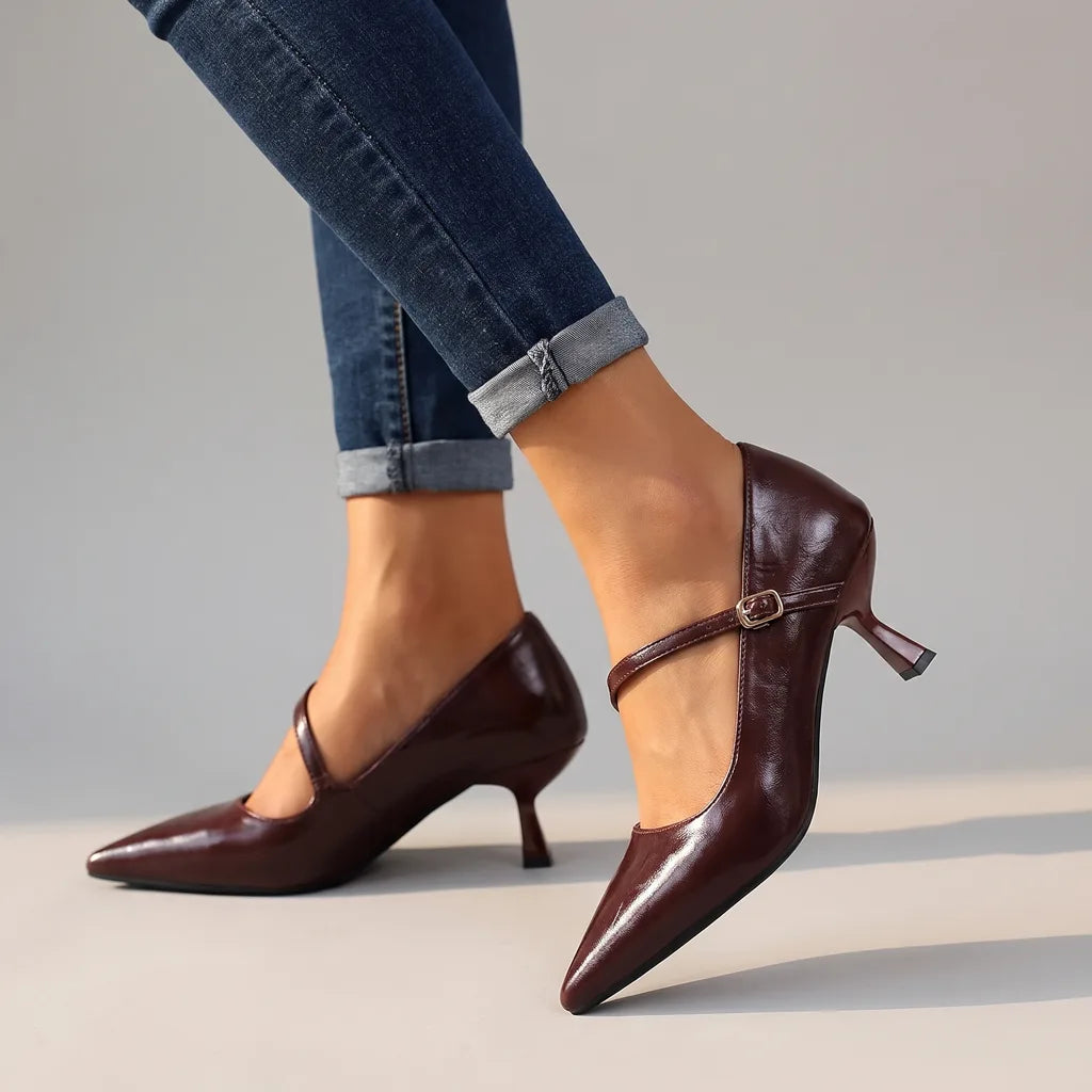 Courtney | Women's Mary Jane Heels - Color:Red;Size:35