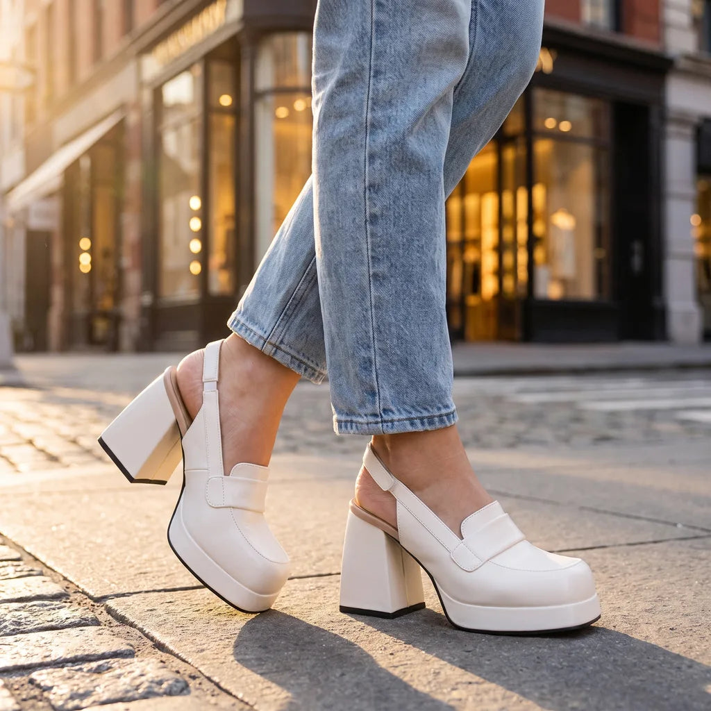 Women's White Courtney | Women's Retro Orthopedic Slingback Heels