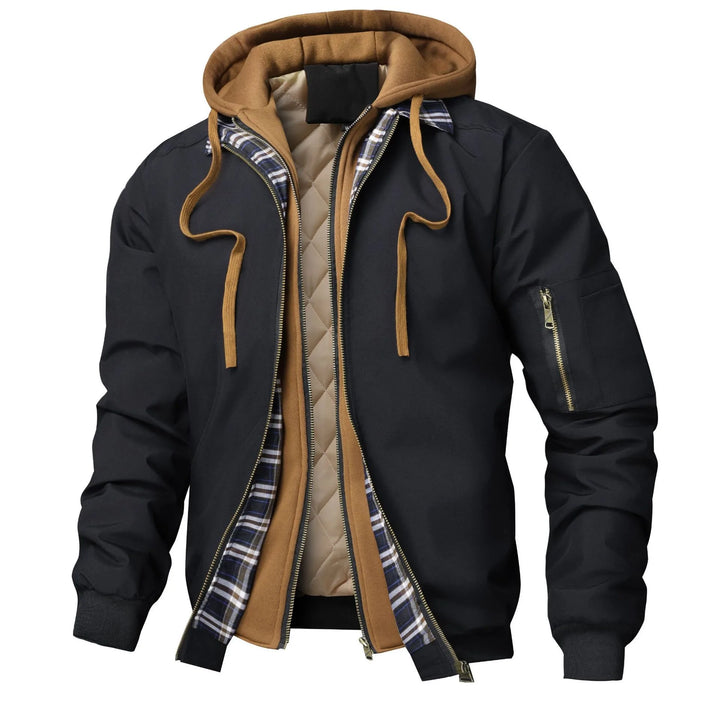 Cranston | Men's Quilted Hooded Bomber Jacket - Color:Black;Size:XS