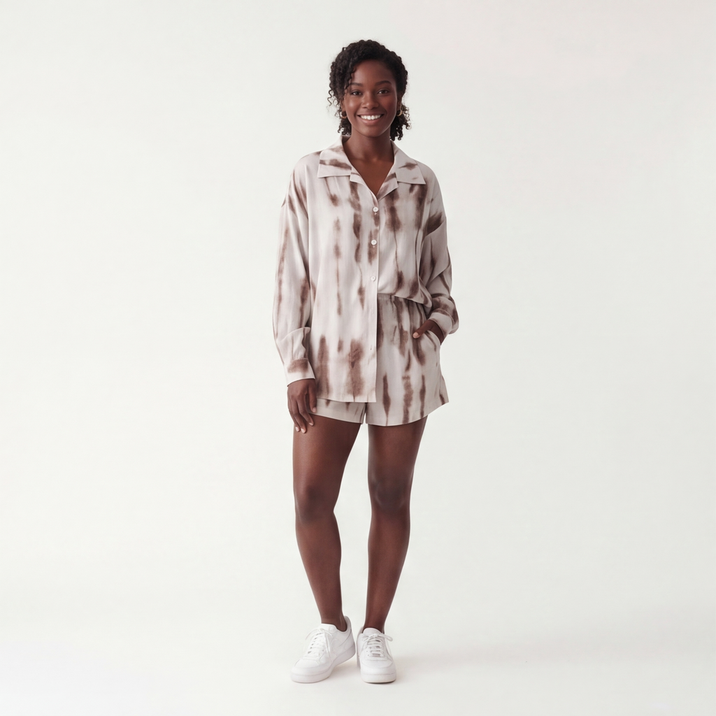 Cream Julianna Printed Shirt Set 3