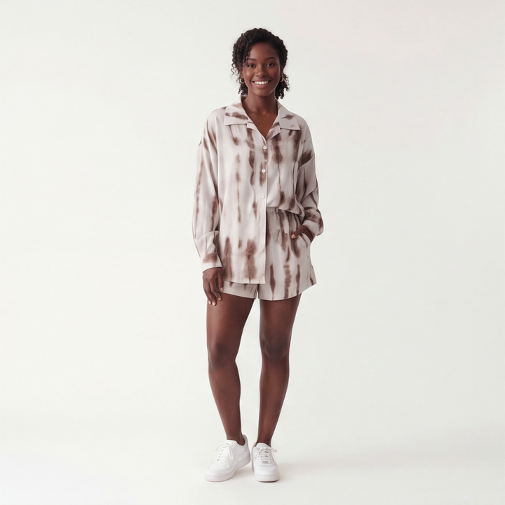 Cream Julianna Printed Shirt Set 3
